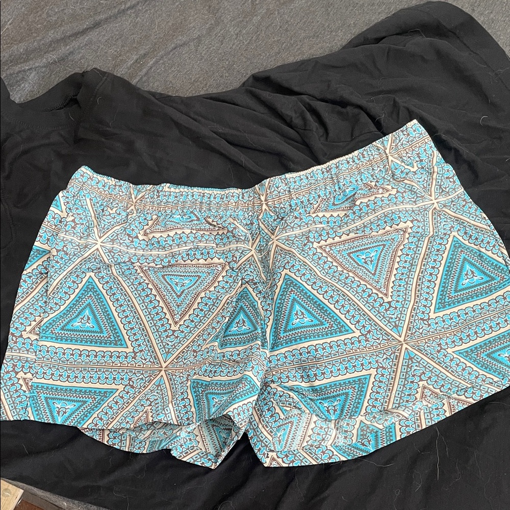 Patagonia Teal and White Patterned Women's Athletic Shorts